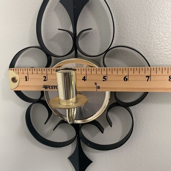 Vintage Mid-Century Black Metal Gothic Scroll Candle Sconces Wall Decor - Picture 17 of 17